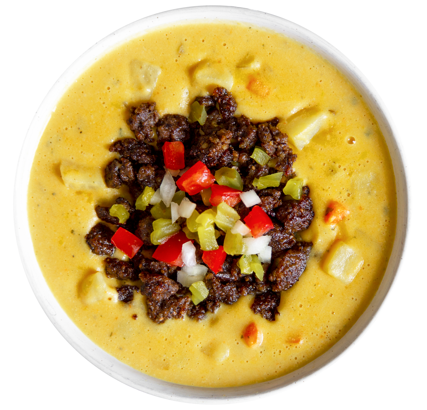 Plant-Based Vegan Vegetarian Cheeseburger Chowder in Des Moines, Iowa