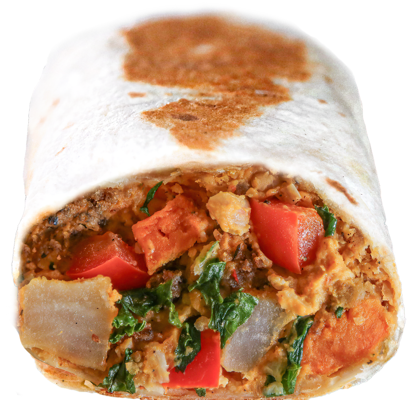 Vegan maple chipotle breakfast burrito in Des Moines, Iowa