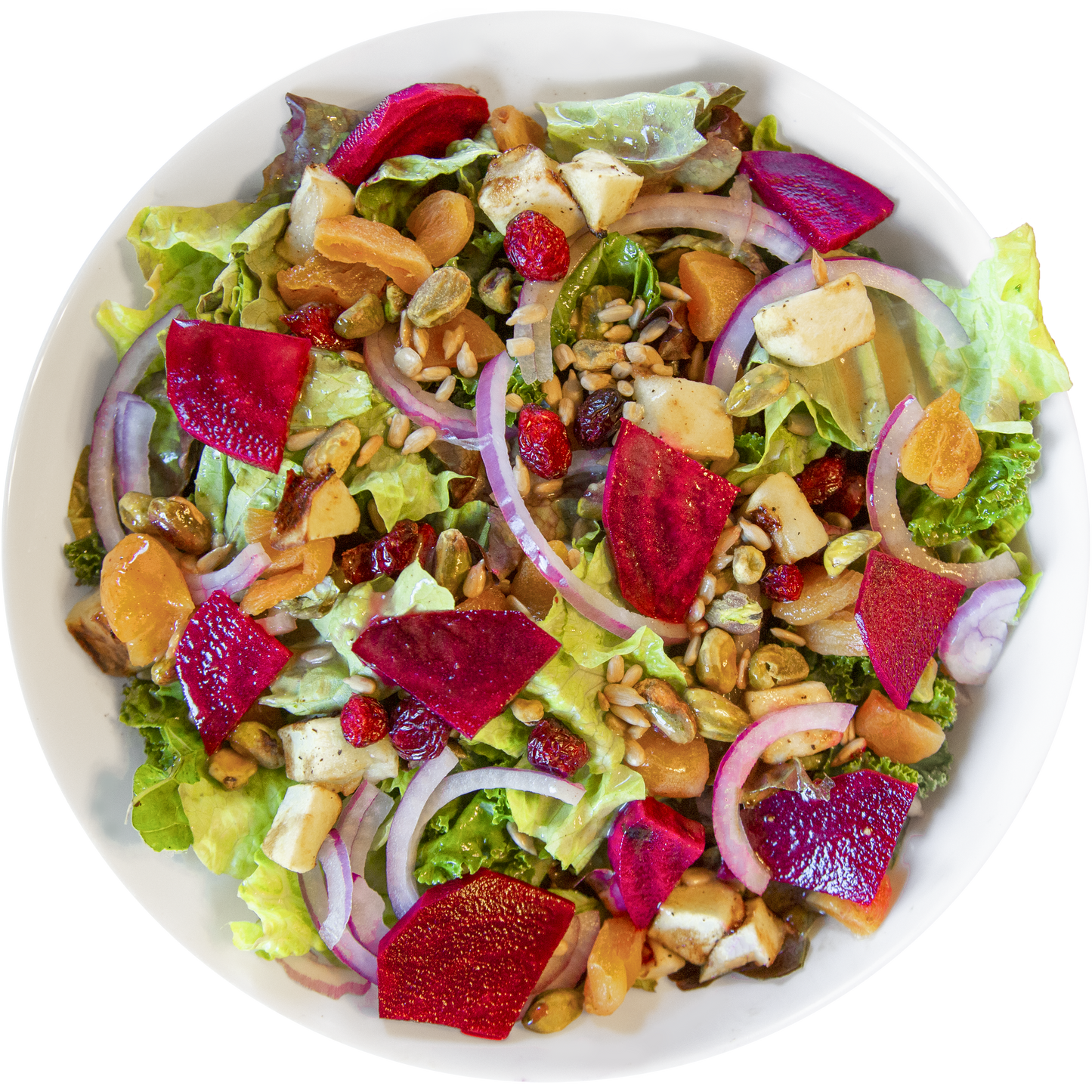 Beet and cranberry salad with seeds and raisins in Des Moines, Iowa