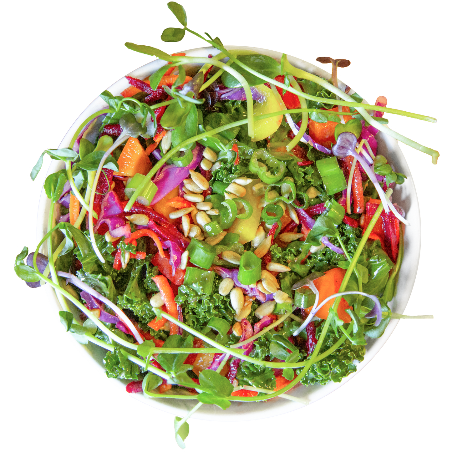 Vegan Rainbow Kale Salad in Des Moines, Iowa