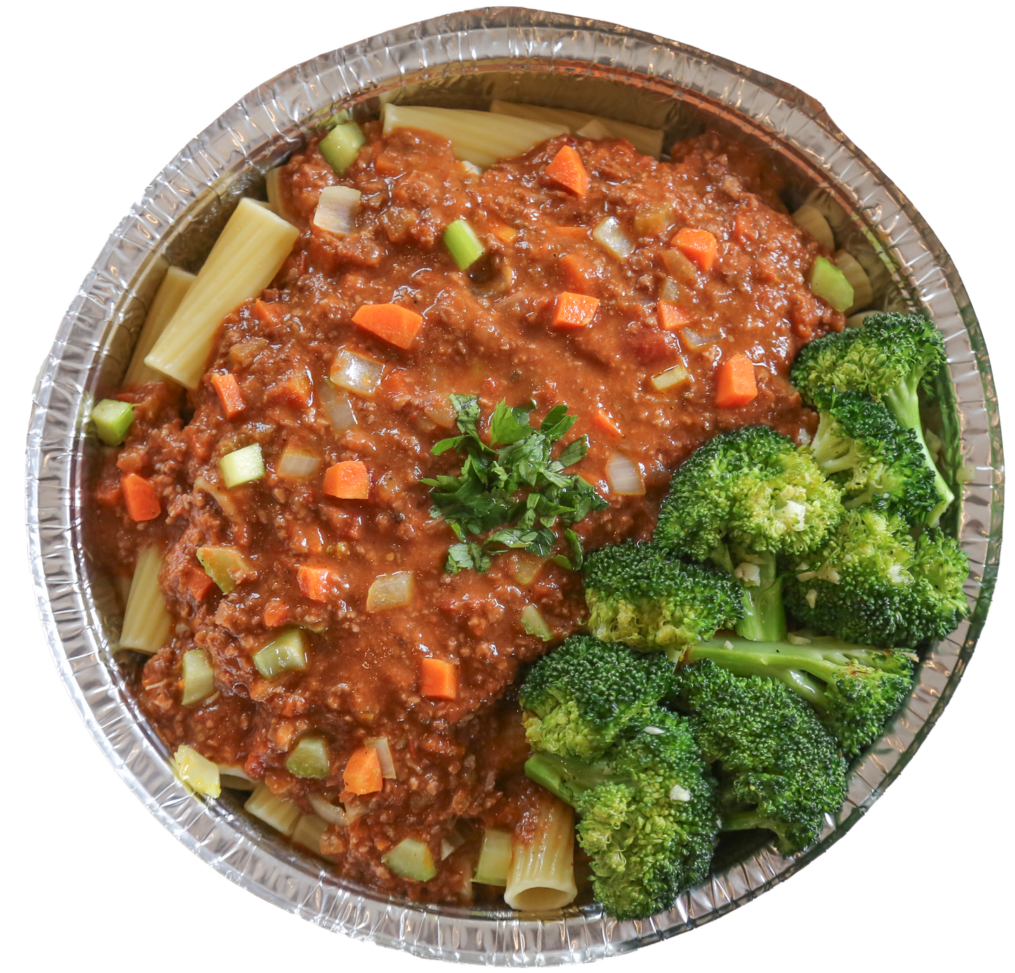 Rigatoni Bolognese with Roasted Broccoli