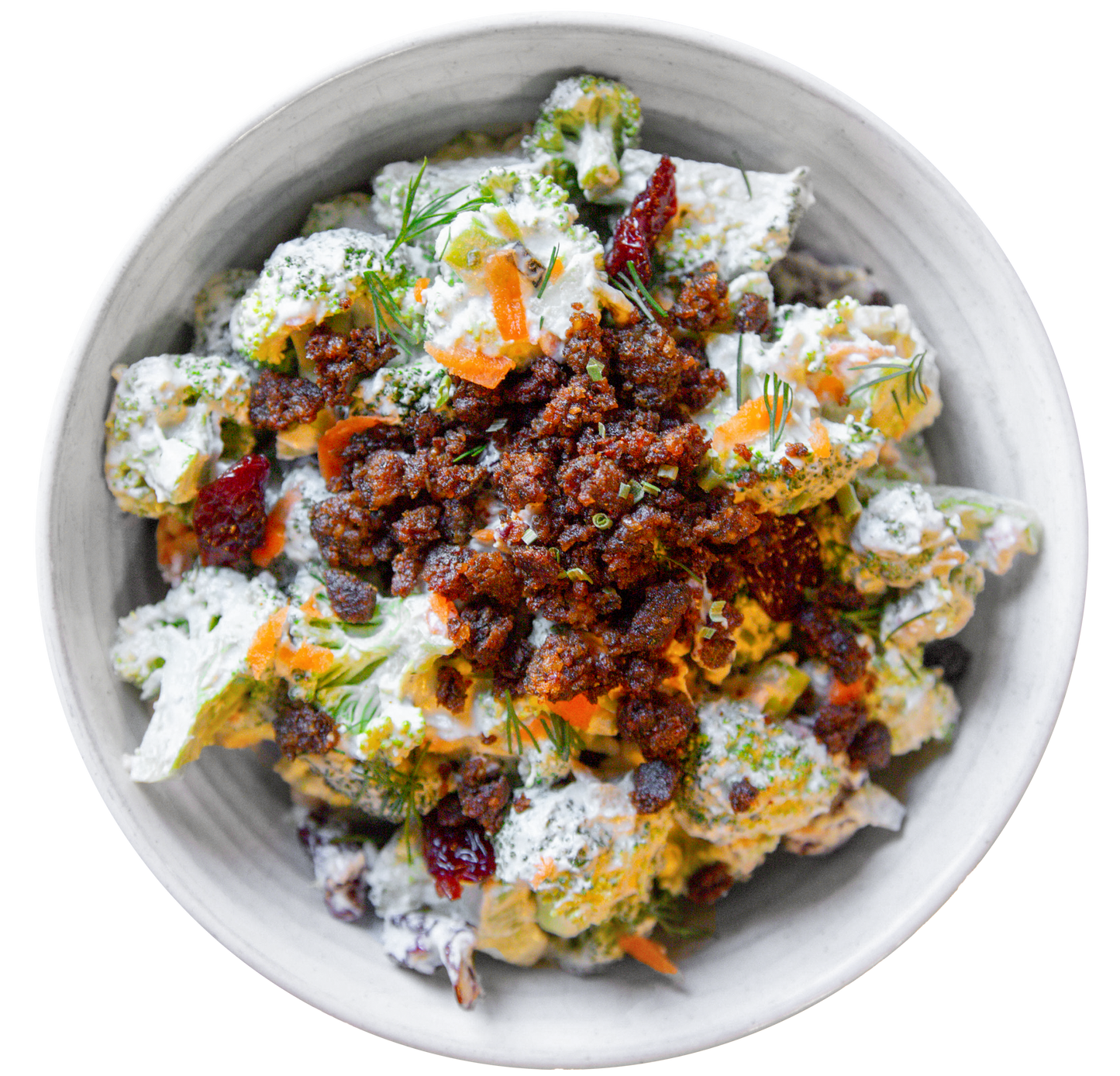 Plant-based, vegan, vegetarian smoky broccoli ranch salad in Des Moines, Iowa