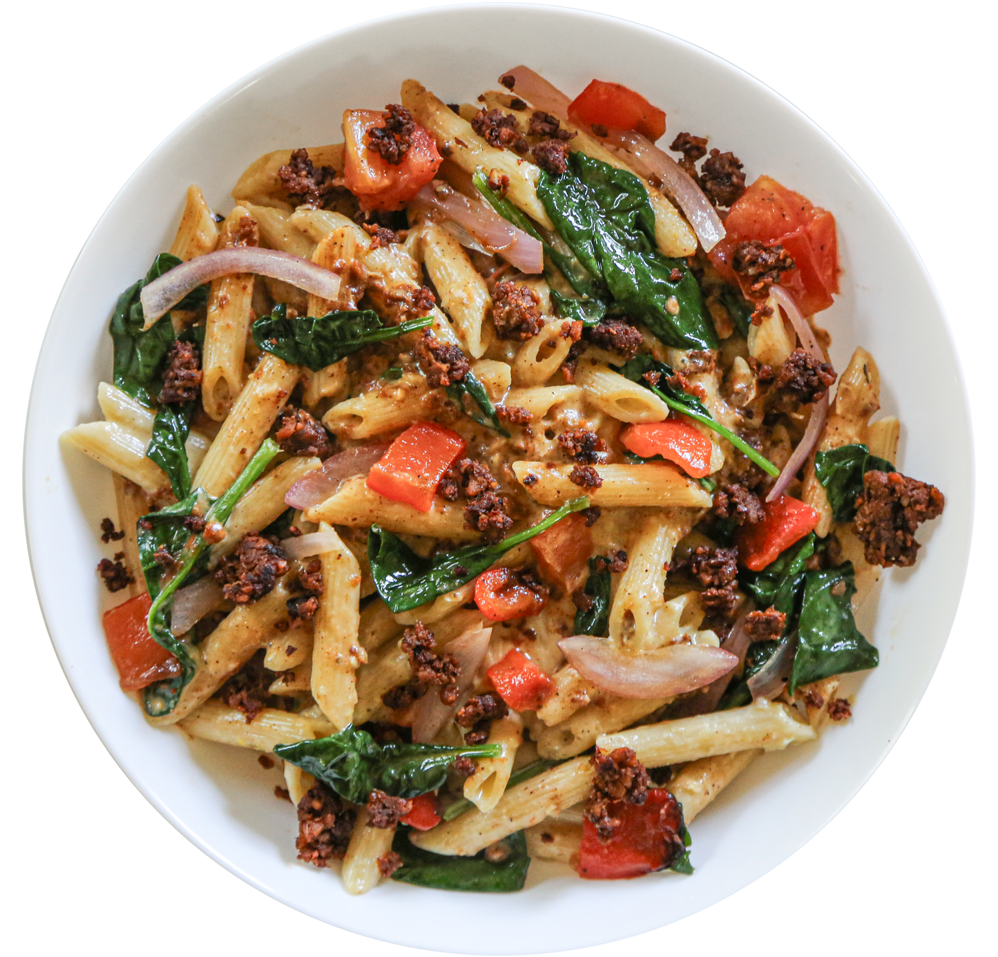 vegan sweet corn chorizo pasta meal prep in Des Moines, Iowa