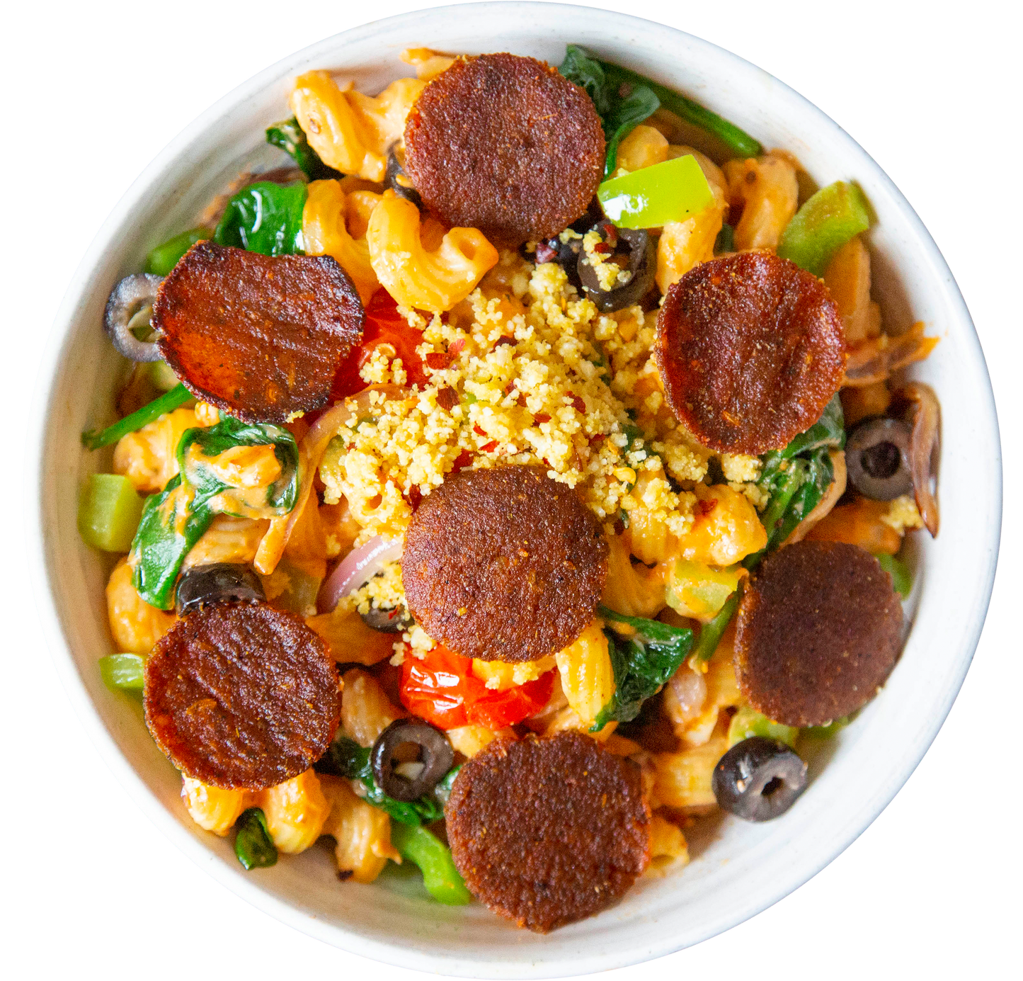 Vegan vegetarian pizza macaroni and cheese in Des Moines, Iowa