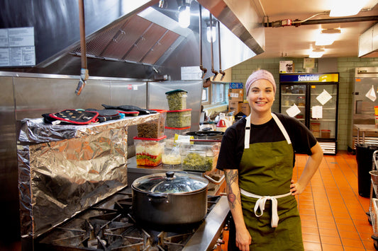 Chef Madeline Krantz at the Mickle Center in Des Moines, Iowa