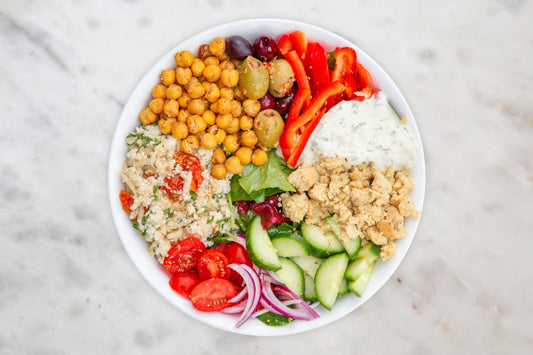 Vegan Mediterranean bowl in Des Moines, Iowa
