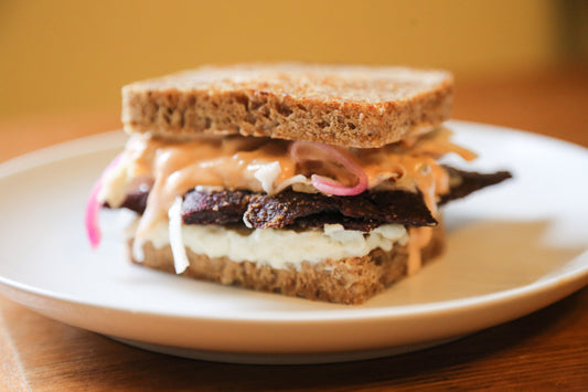 Vegan reuben at New World Kitchen in Des Moines, Iowa