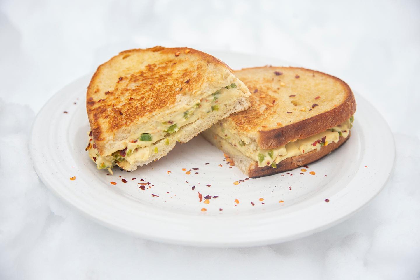 Cashew Pepper Jack Grilled Vegan Cheese Sandwich at New World Kitchen in Des Moines, Iowa