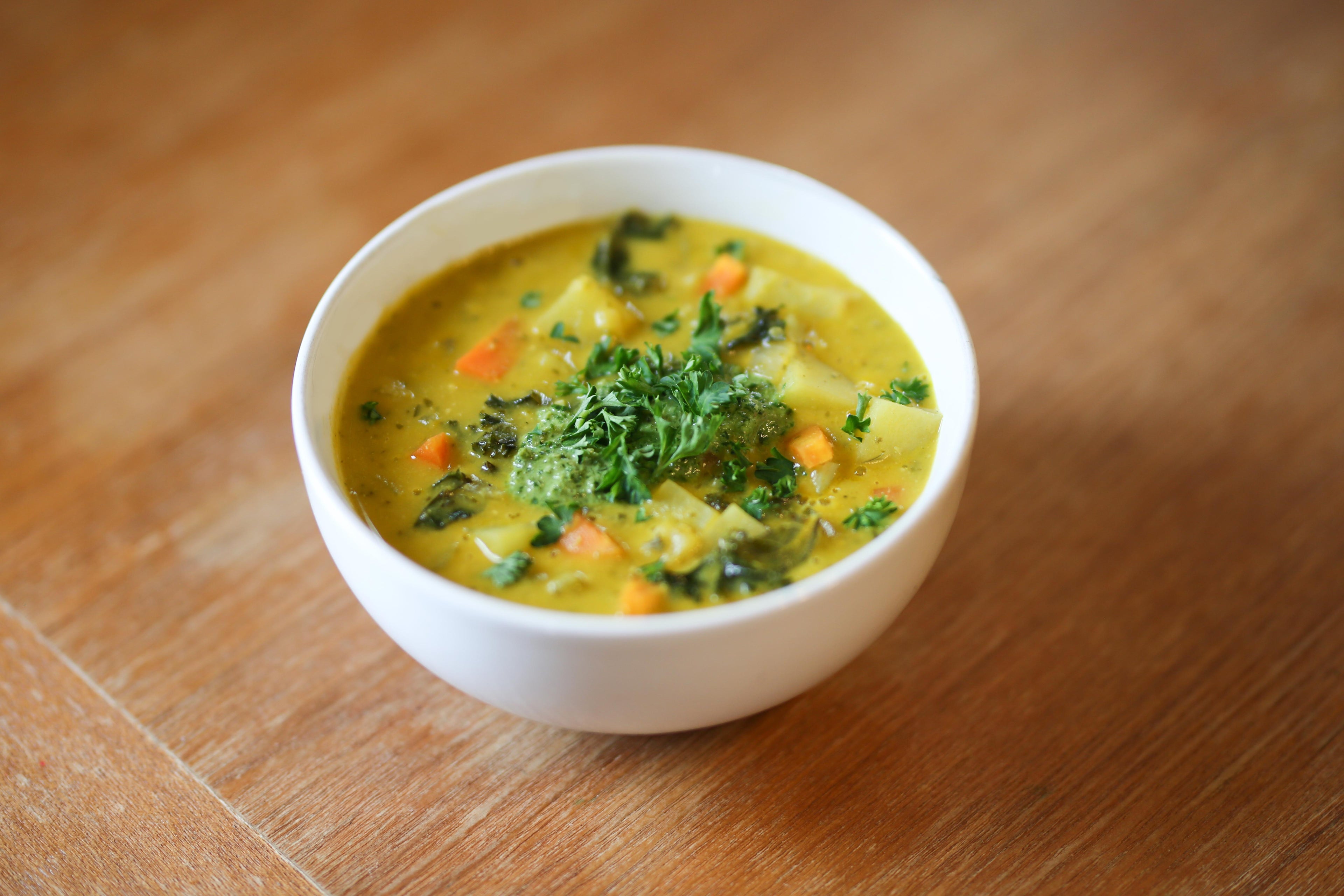 Vegan Cheese Potato Soup in Des Moines, Iowa