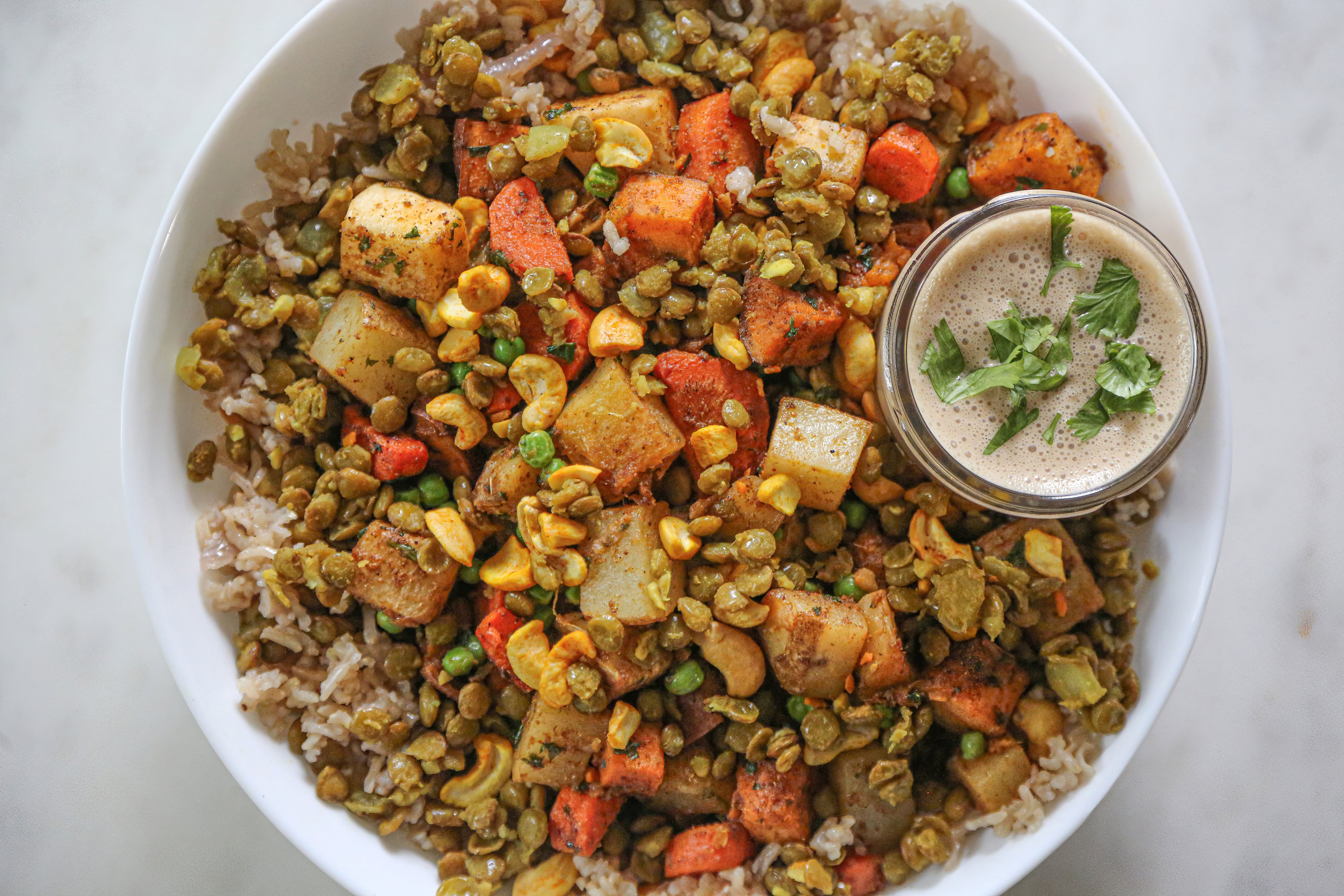 Gluten-free Root Vegetable Samosa Bowl in Des Moines, Iowa