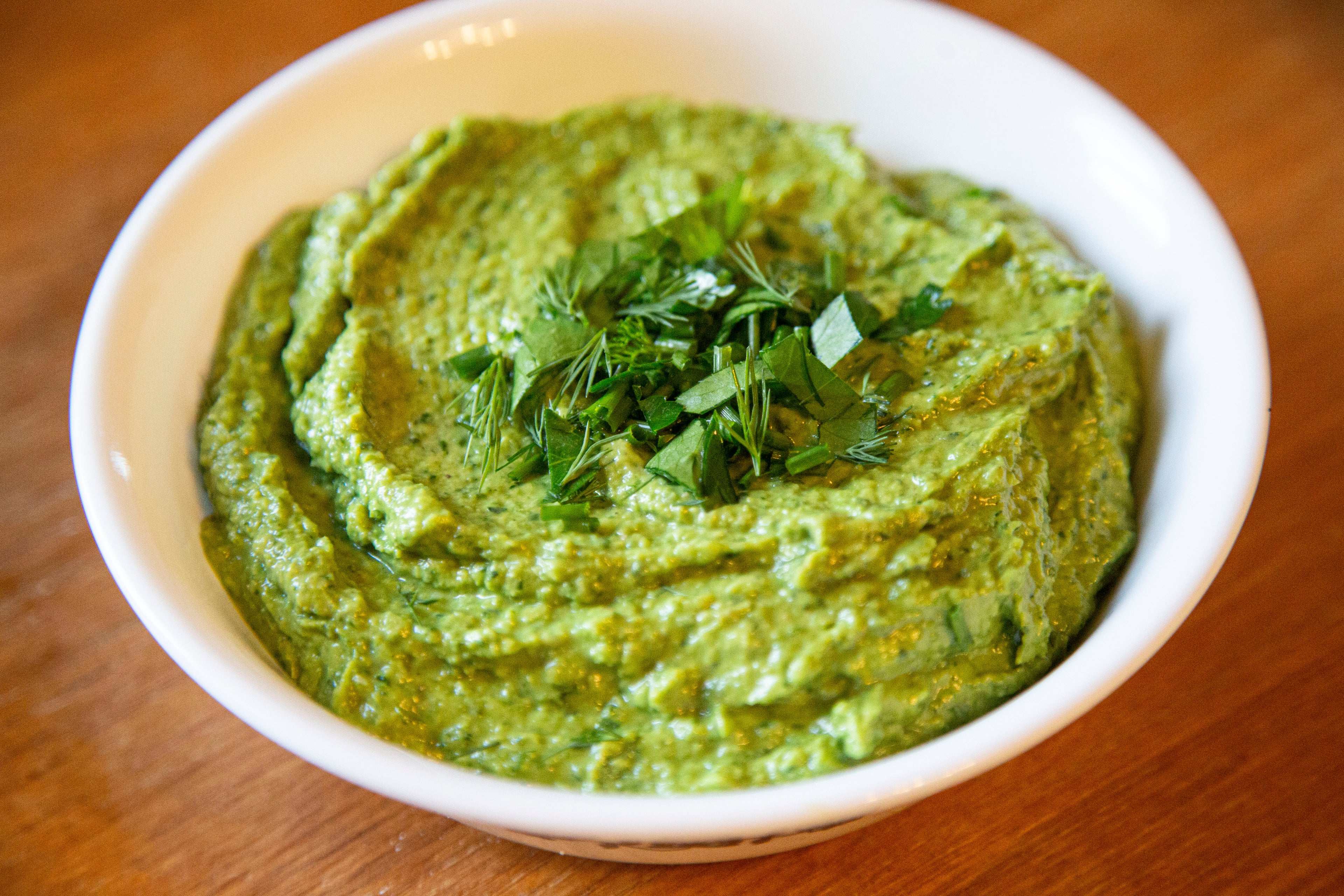 Green hummus in Des Moines, Iowa