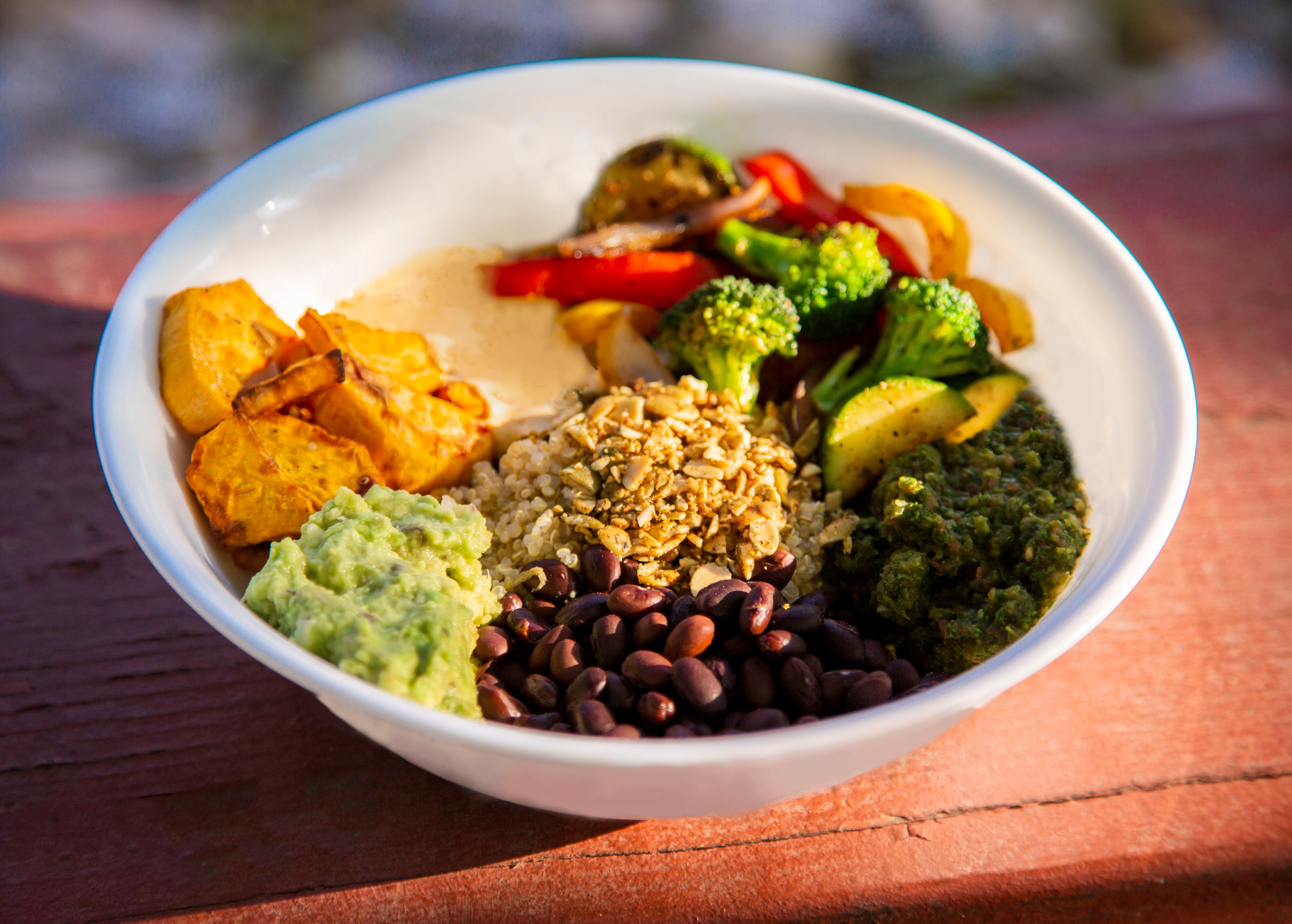 Mexican vegan & vegetarian, plant-based dairy-free food bowl for pick up in Des Moines, Iowa at New World Kitchen