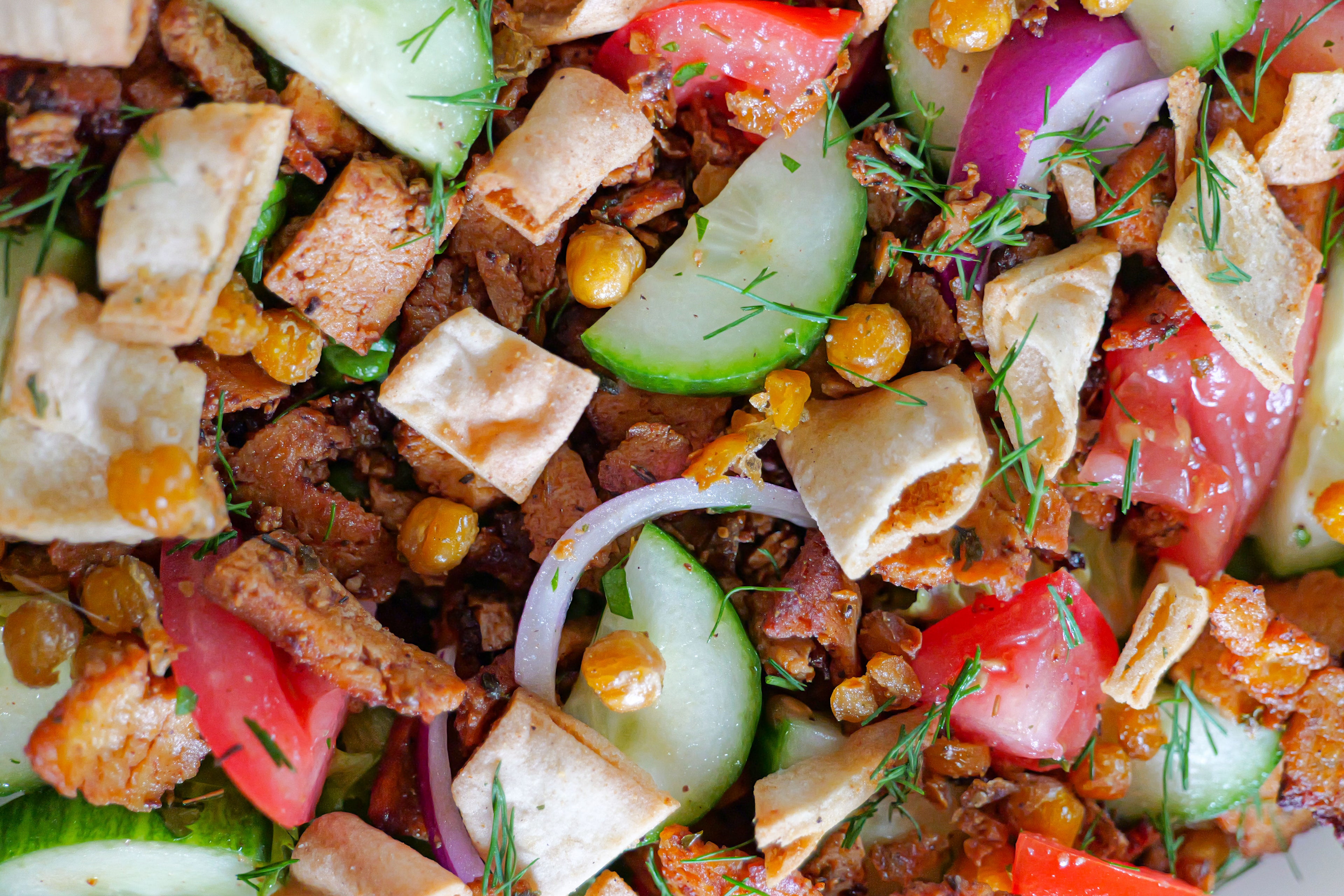 Vegan Tofu Gyro Salad in Des Moines, Iowa