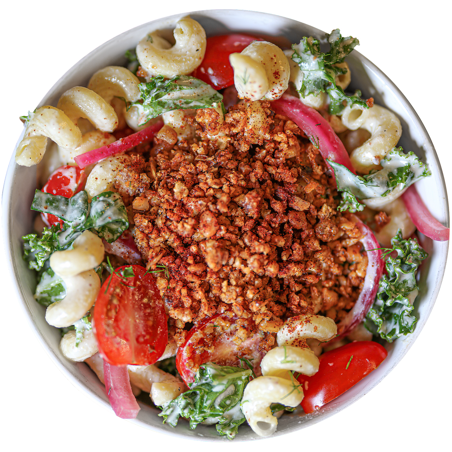 vegan BLT pasta salad in Des Moines, Iowa