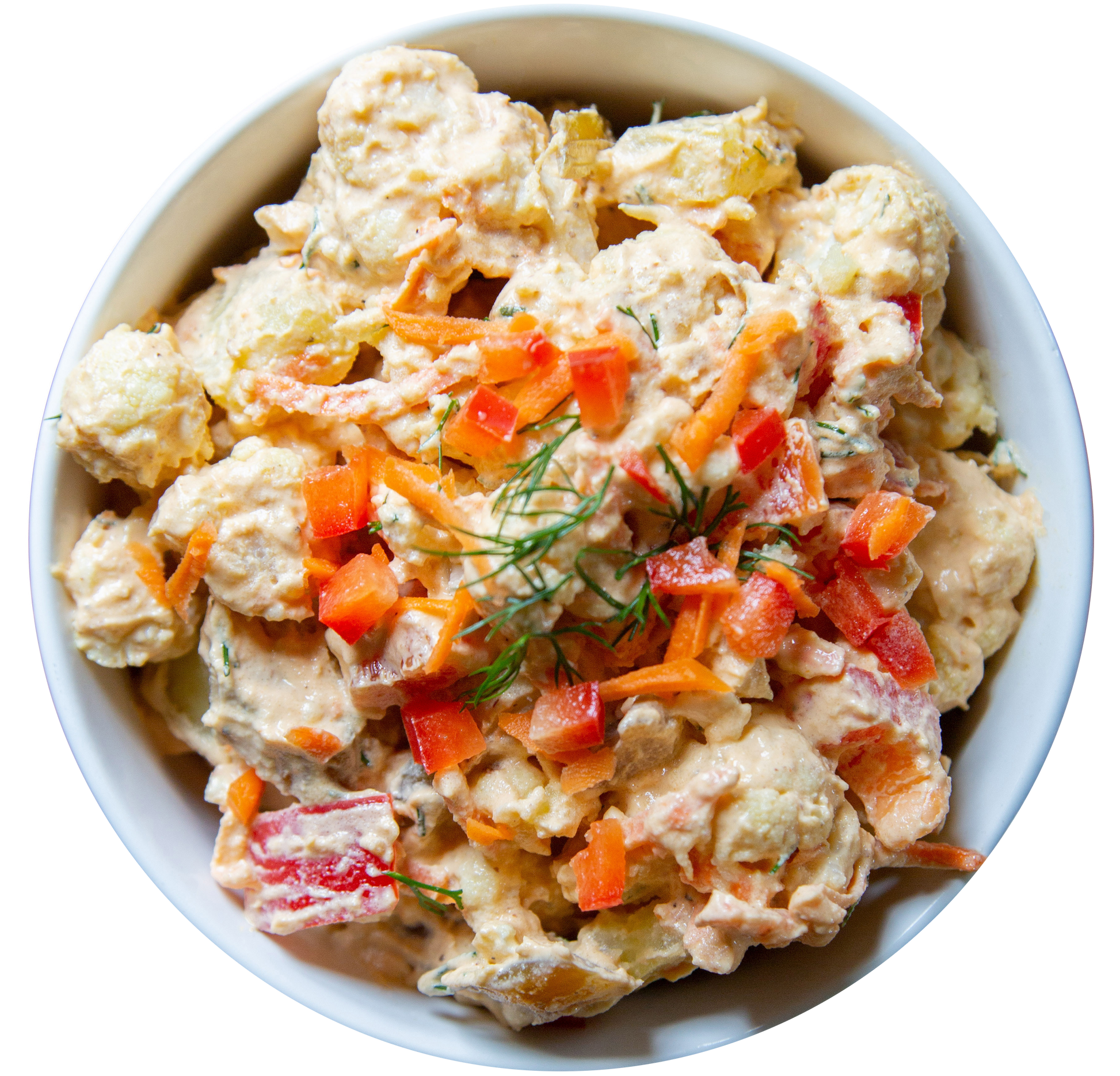 Vegan buffalo cauliflower salad in Des Moines, Iowa