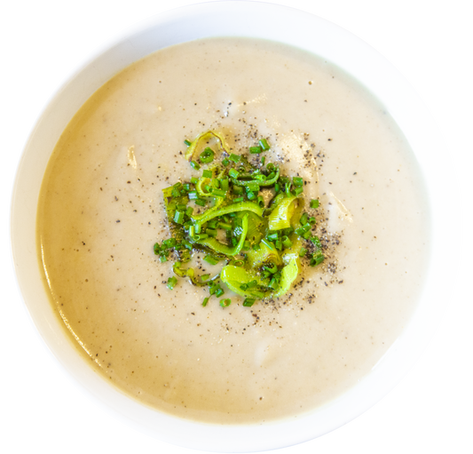 vegan cauliflower leek soup in Des Moines, Iowa