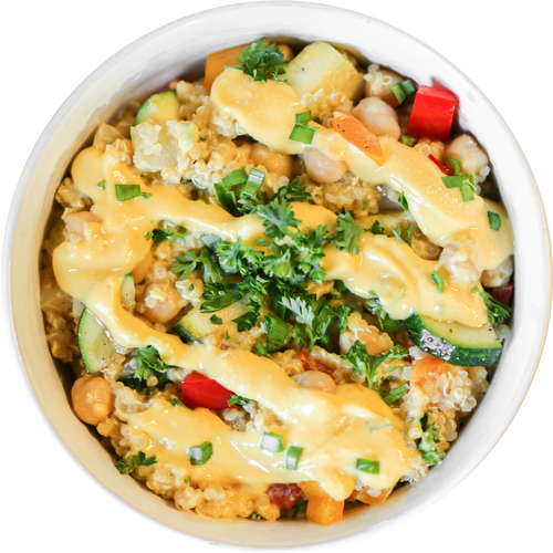 Vegan Cheesy Quinoa Breakfast Bowl in Des Moines, Iowa