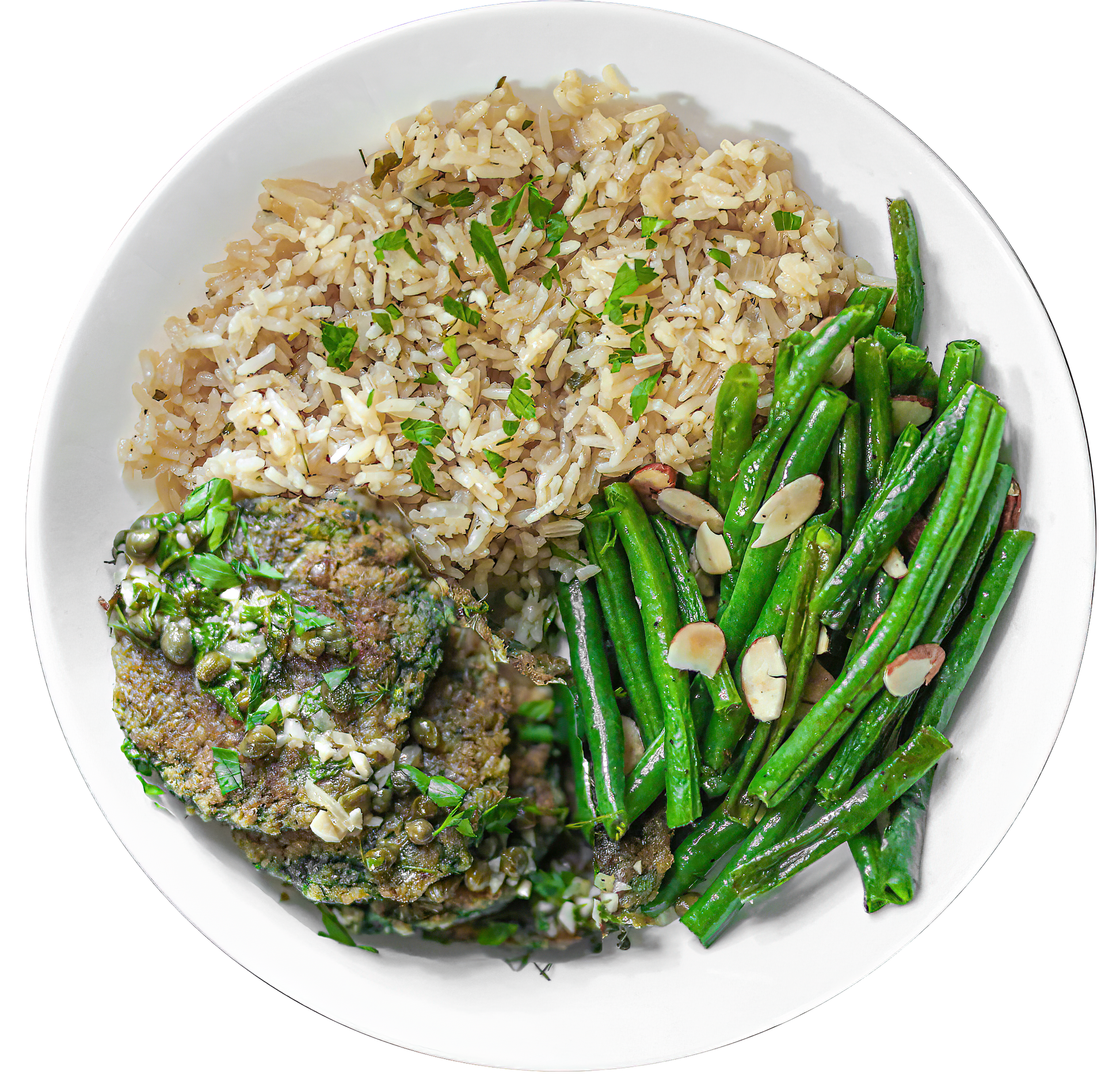 vegan chickpea piccata bowl in Des Moines, Iowa