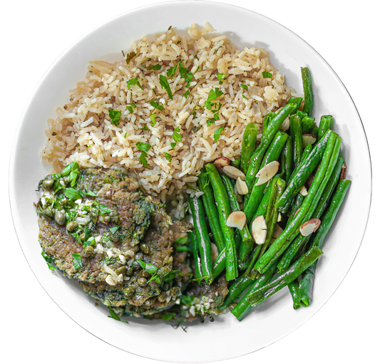 vegan chickpea piccata bowl in Des Moines, Iowa