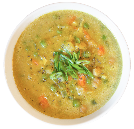 vegan chickpea pot pie soup in Des Moines, Iowa