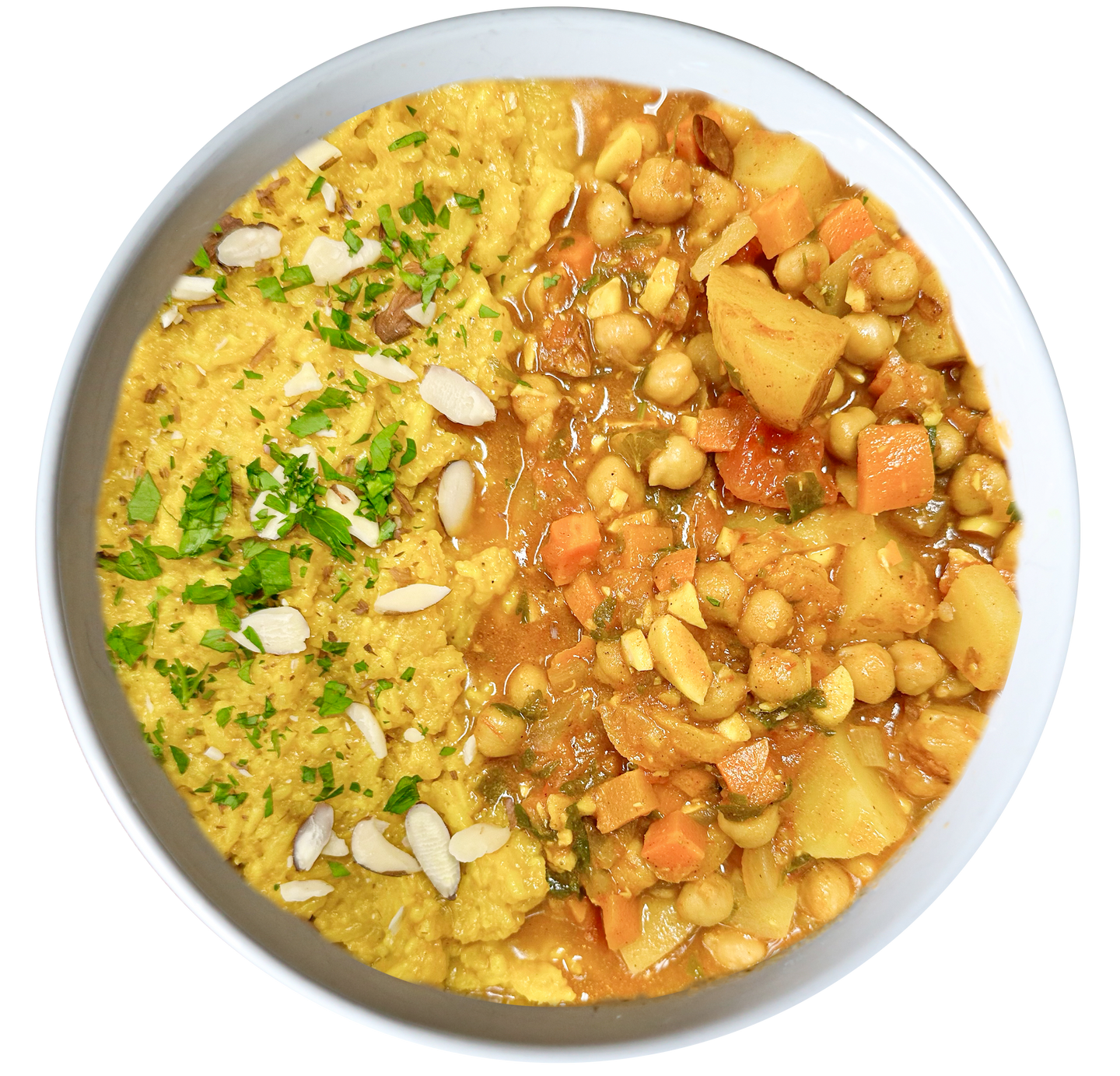 vegan chickpea tagine with turmeric rice in Des Moines, Iowa