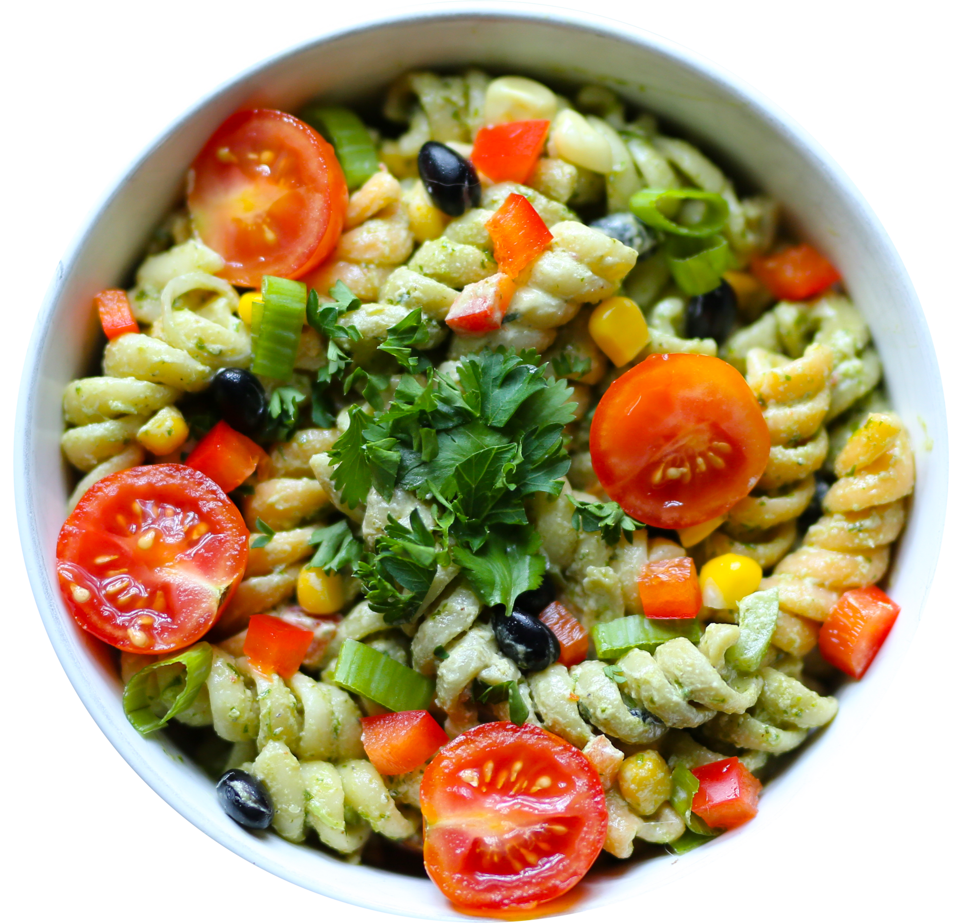 vegan chimichurri pasta salad in Des Moines, Iowa