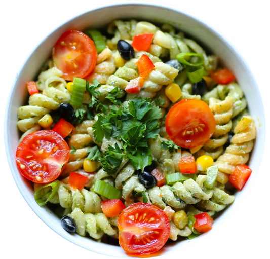 vegan chimichurri pasta salad in Des Moines, Iowa