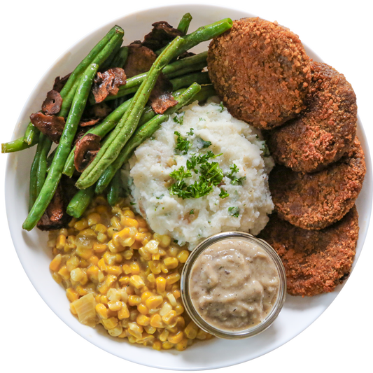 Vegan Crispy Chickpea Comfort Meal in Des Moines, Iowa