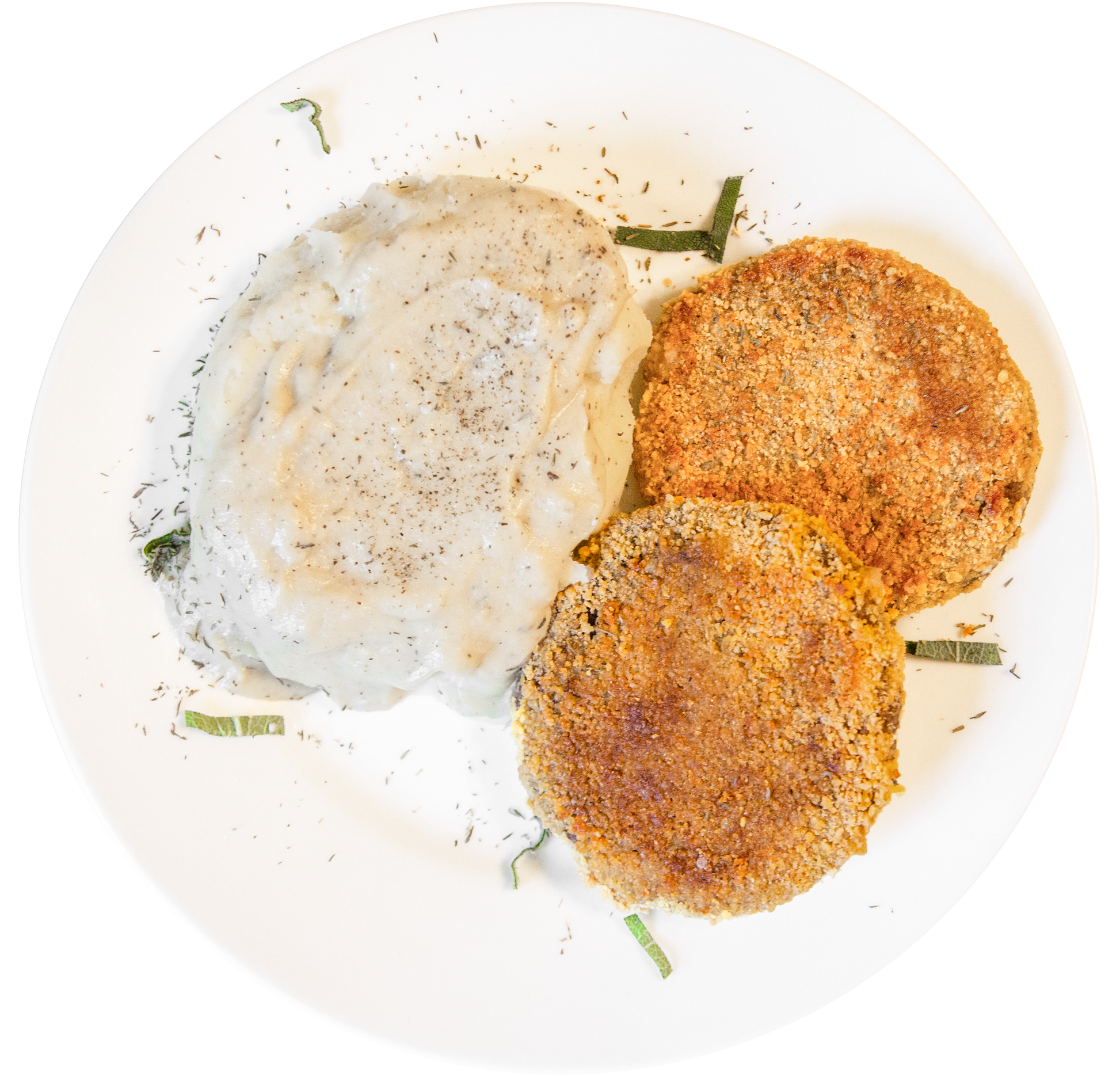 vegan Thanksgiving crispy chickpea patties and dairy-free gravy in Des Moines, Iowa