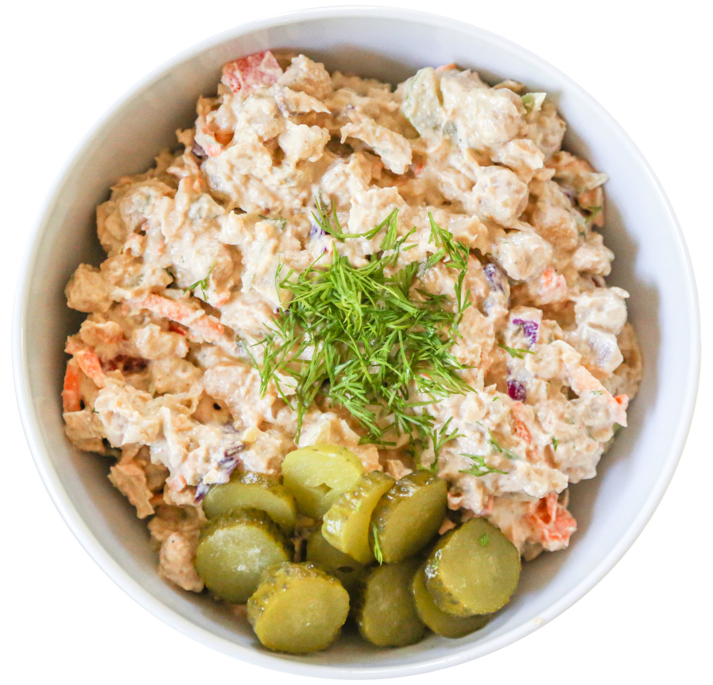 vegan dill pickle chickpea salad in Des Moines, Iowa