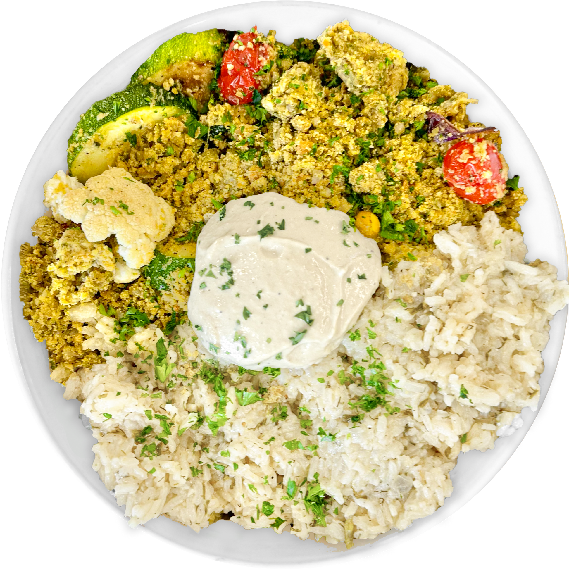 vegan falafel bowl in Des Moines, Iowa