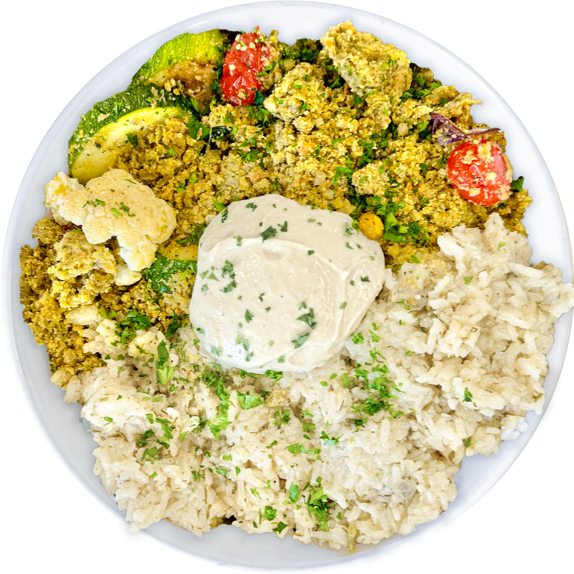 vegan falafel bowl in Des Moines, Iowa