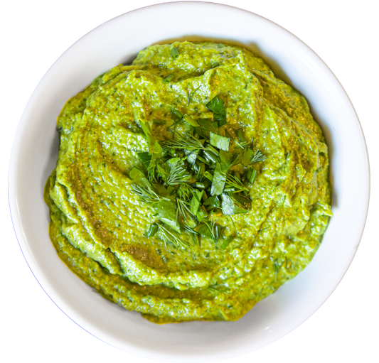 delicious green hummus in Des Moines, Iowa