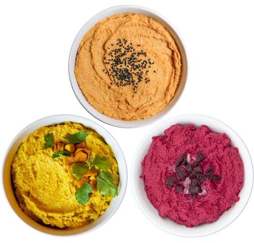 vegan harvest hummus trio in Des Moines, Iowa