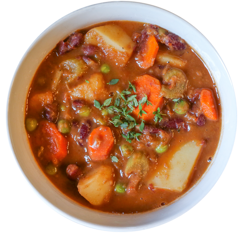 hearty vegan vegetable stew in Des Moines, Iowa