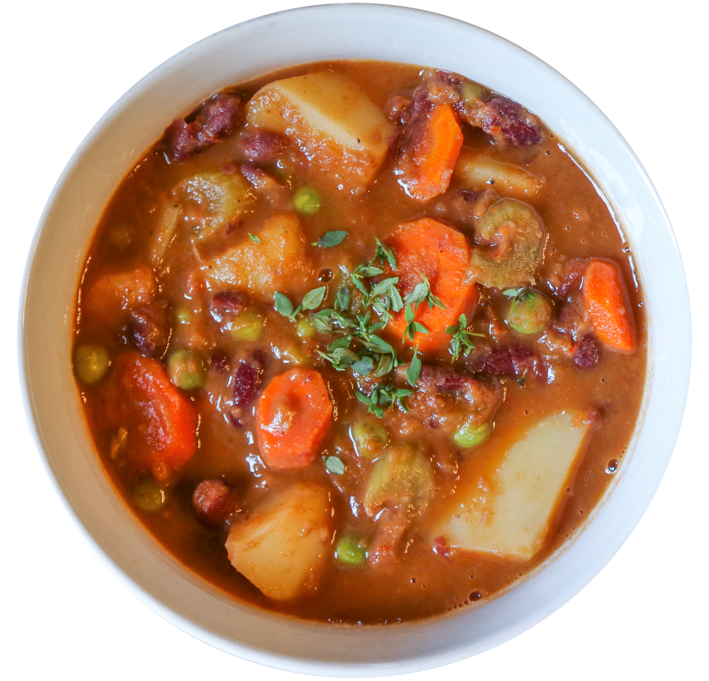 hearty vegan vegetable stew in Des Moines, Iowa