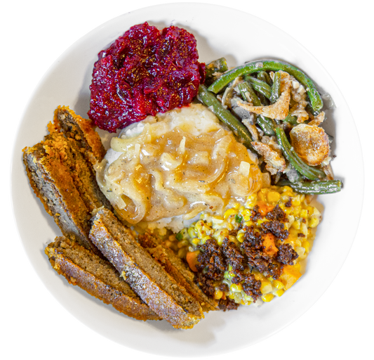 vegan holiday meal in Des Moines, Iowa