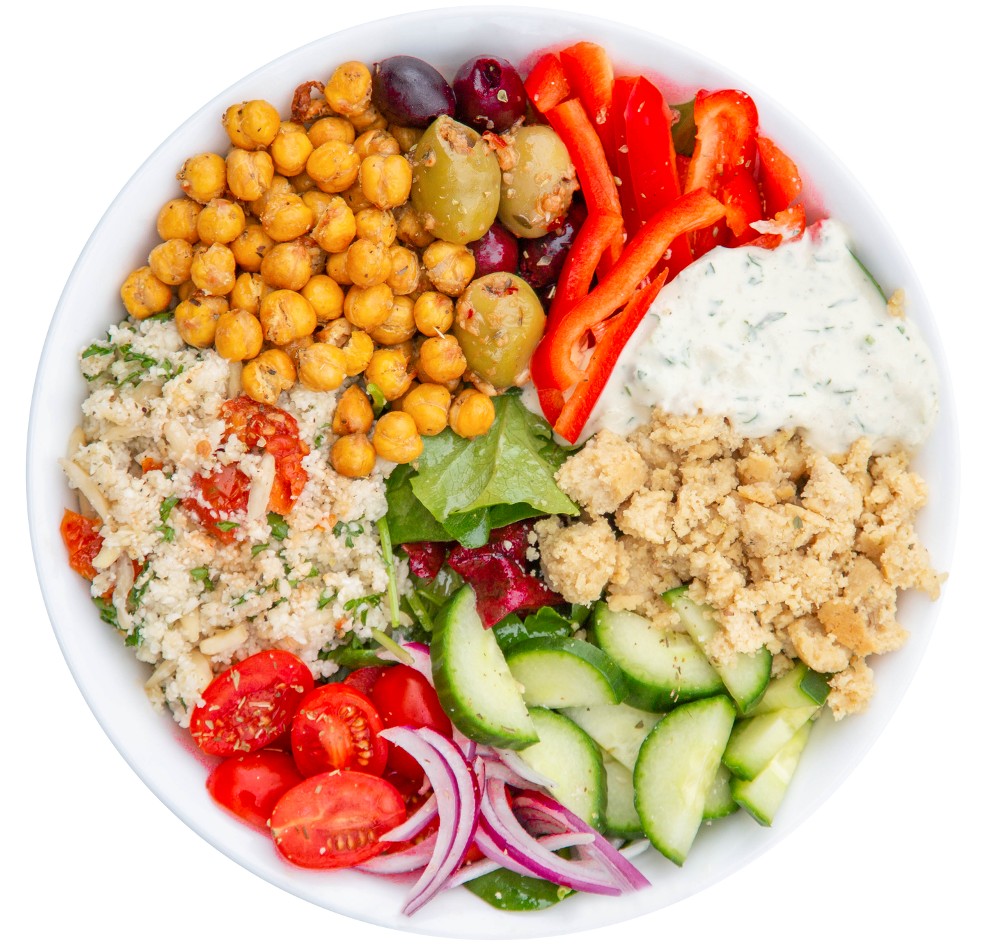 Vegan, plant-based Mediterranean Salad Bowl XL in Des Moines, Iowa