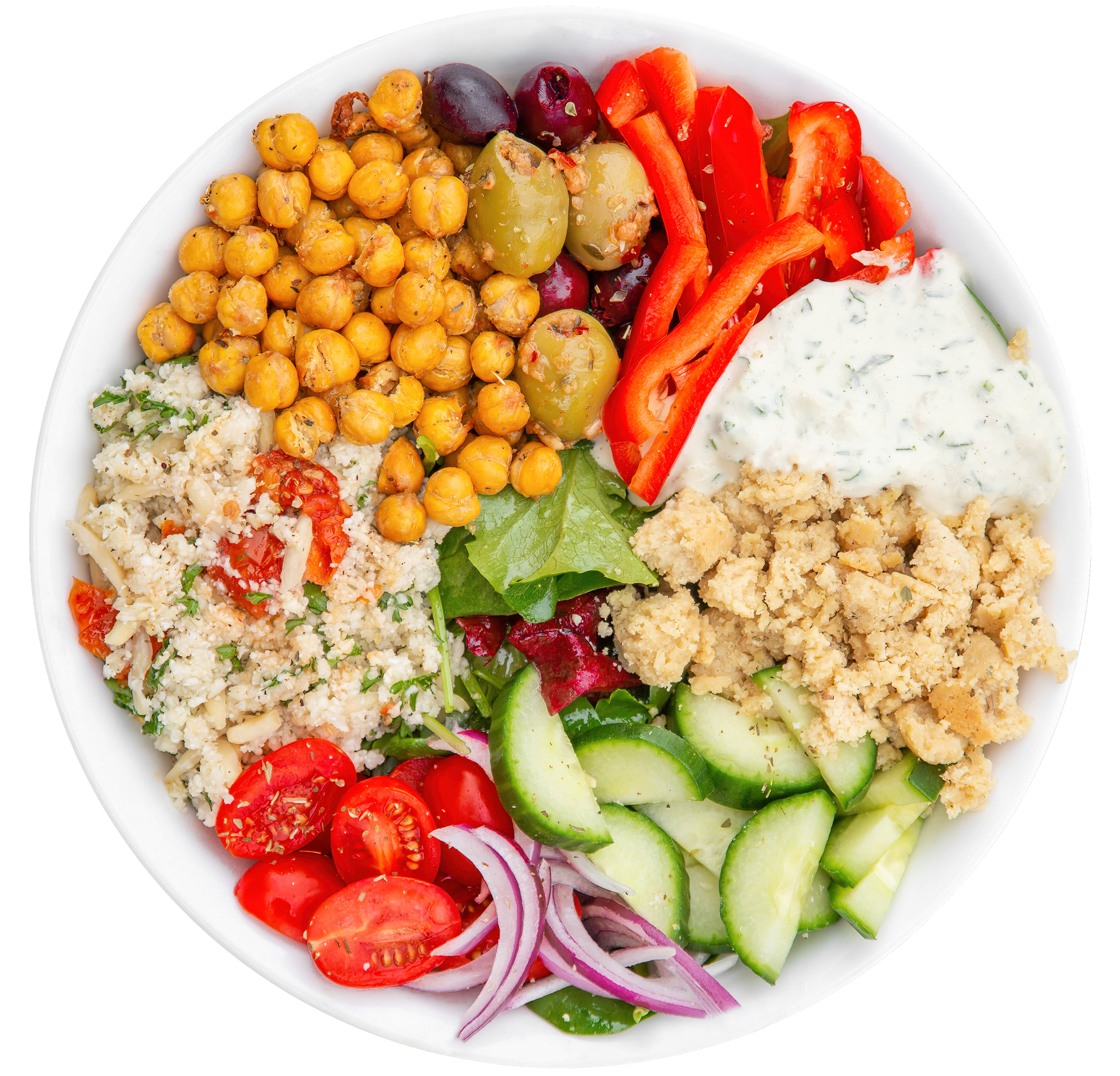 Vegan, plant-based Mediterranean Salad Bowl XL in Des Moines, Iowa