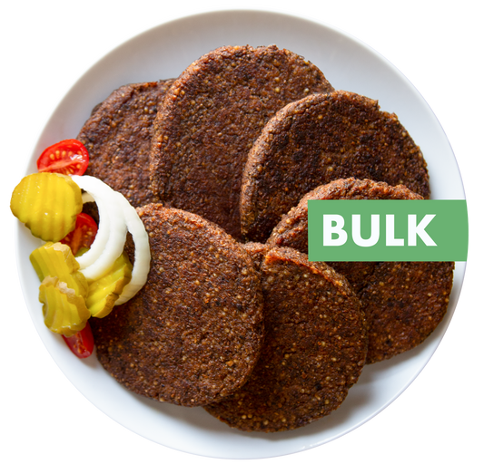 bulk vegan vegetarian plant-based New World Burger in Des Moines, Iowa