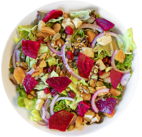 Beet and cranberry salad with seeds and raisins in Des Moines, Iowa