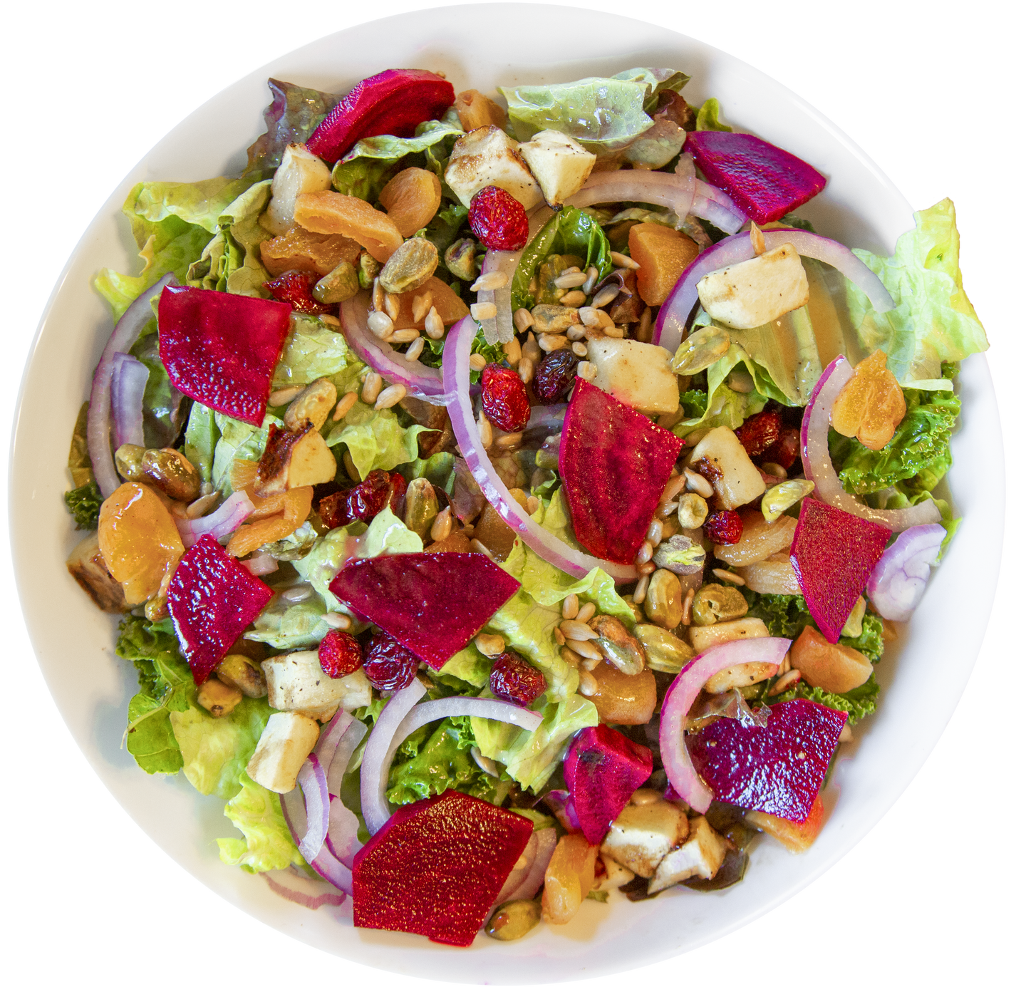 Beet and cranberry salad with seeds and raisins in Des Moines, Iowa