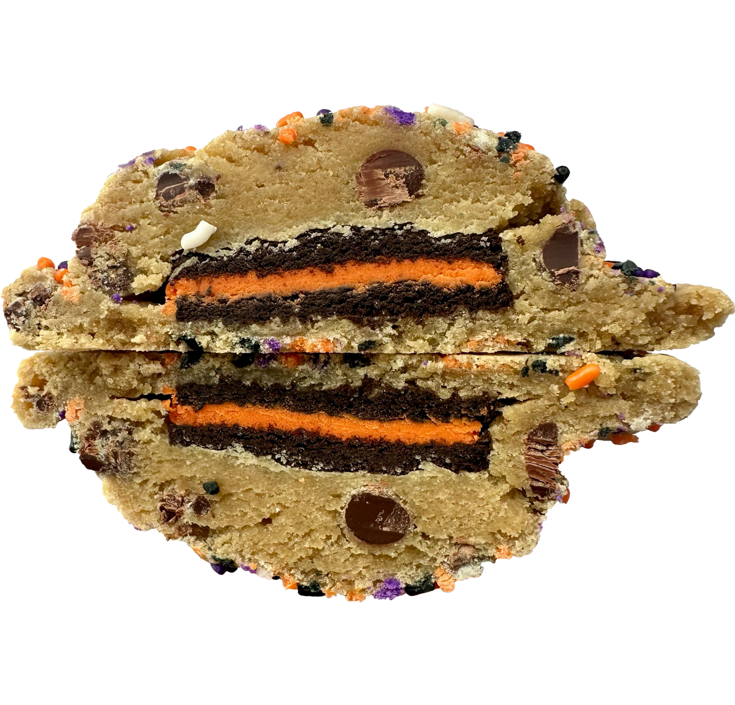 Oreo-Stuffed Chocolate Chip Spooky Sprinkle Cookie