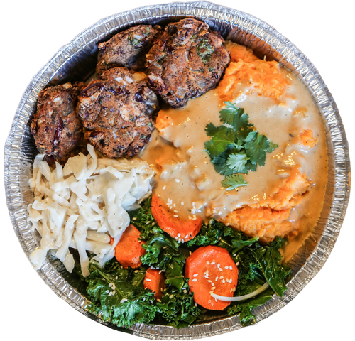 vegan peanut gravy bowl in Des Moines, Iowa