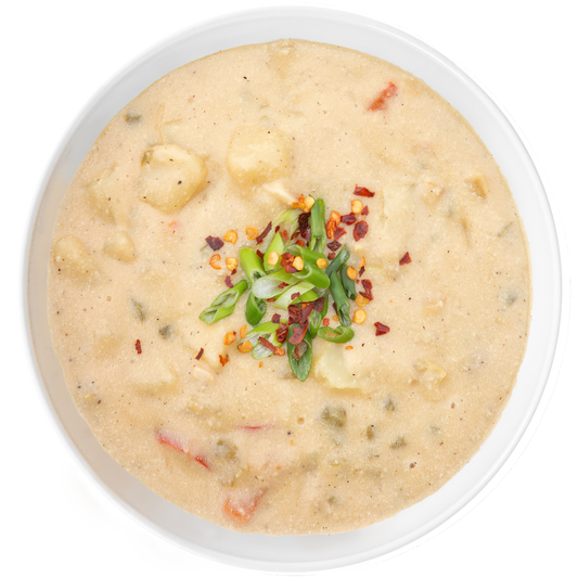 Plant-based dairy-free vegan vegetarian Potato Pepperjack Soup in Des Moines, Iowa