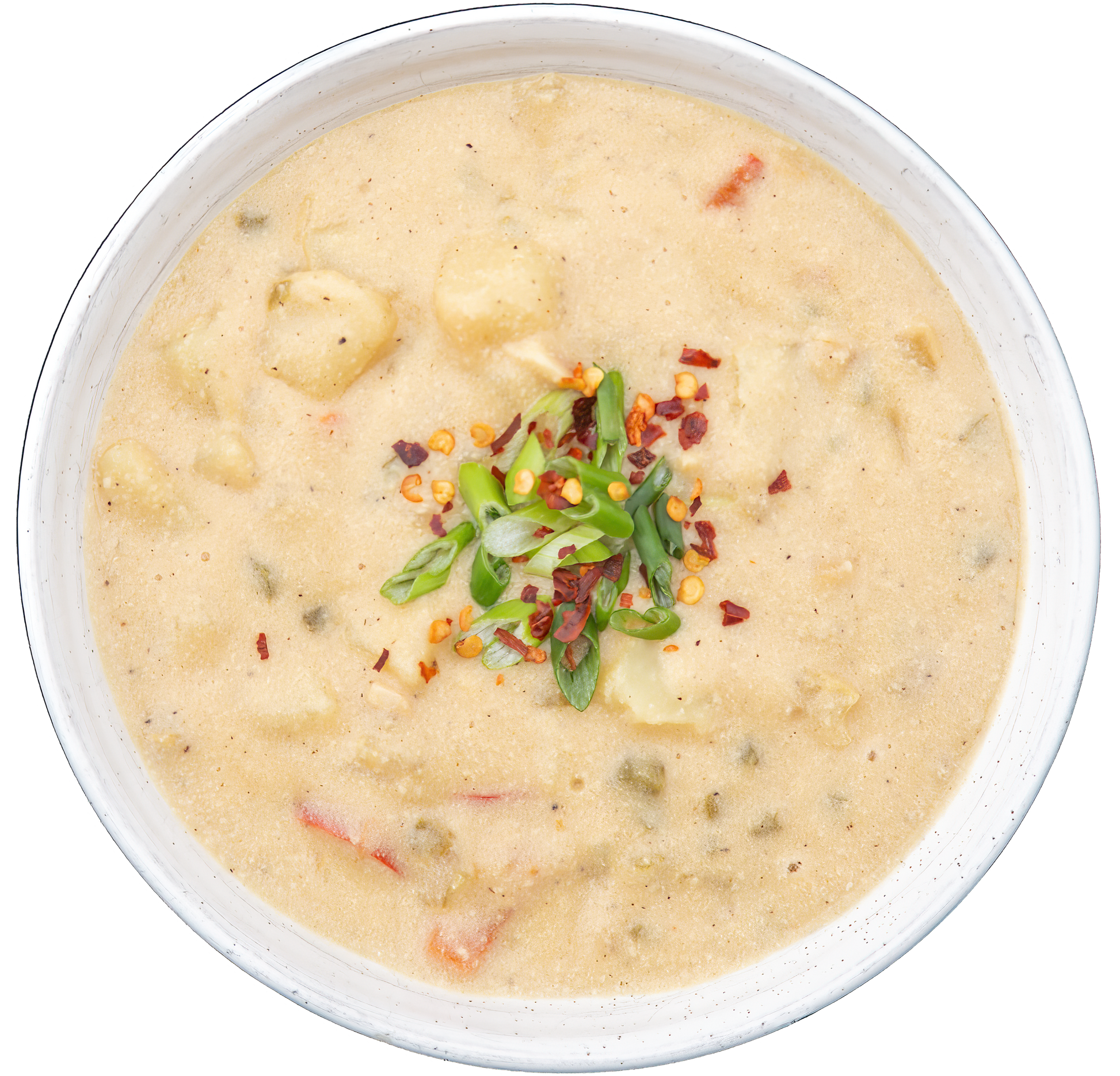 Plant-based dairy-free vegan vegetarian Potato Pepperjack Soup in Des Moines, Iowa