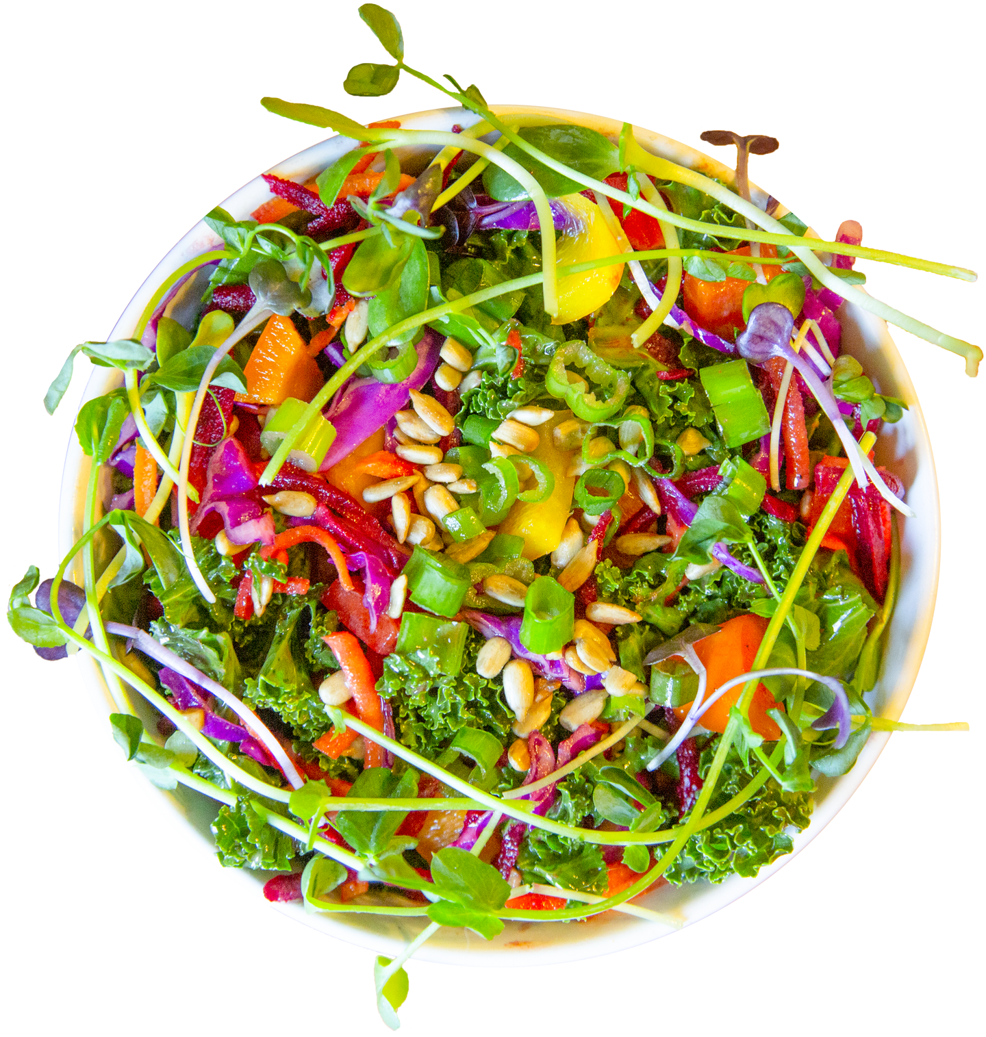 vegan rainbow kale salad in Des Moines, Iowa