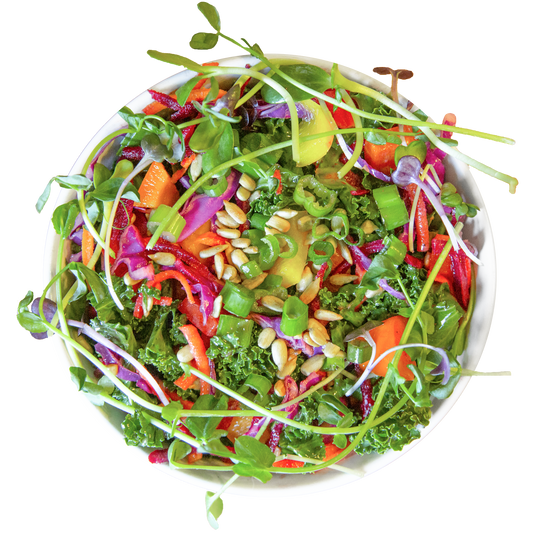 vegan rainbow kale salad in Des Moines, Iowa