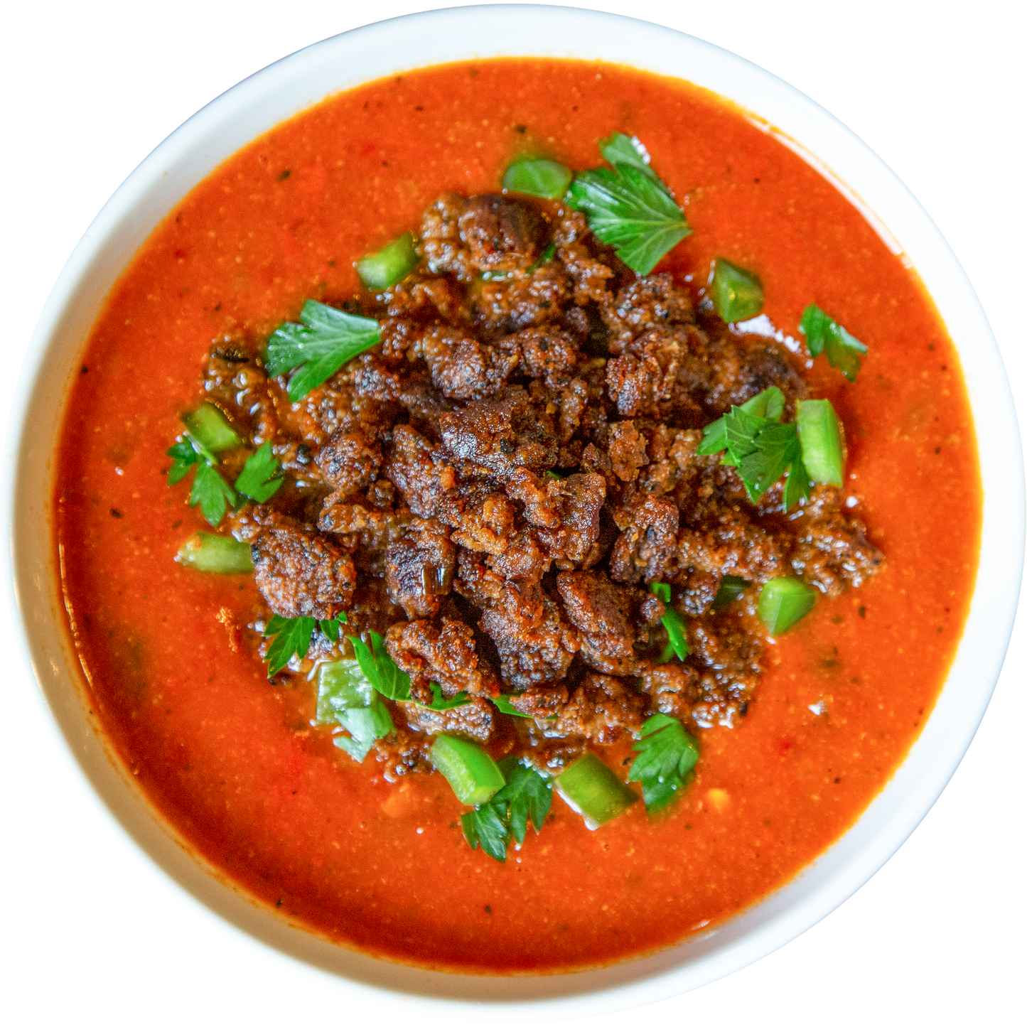 Vegan Sausage Red Pepper Soup in Des Moines, Iowa