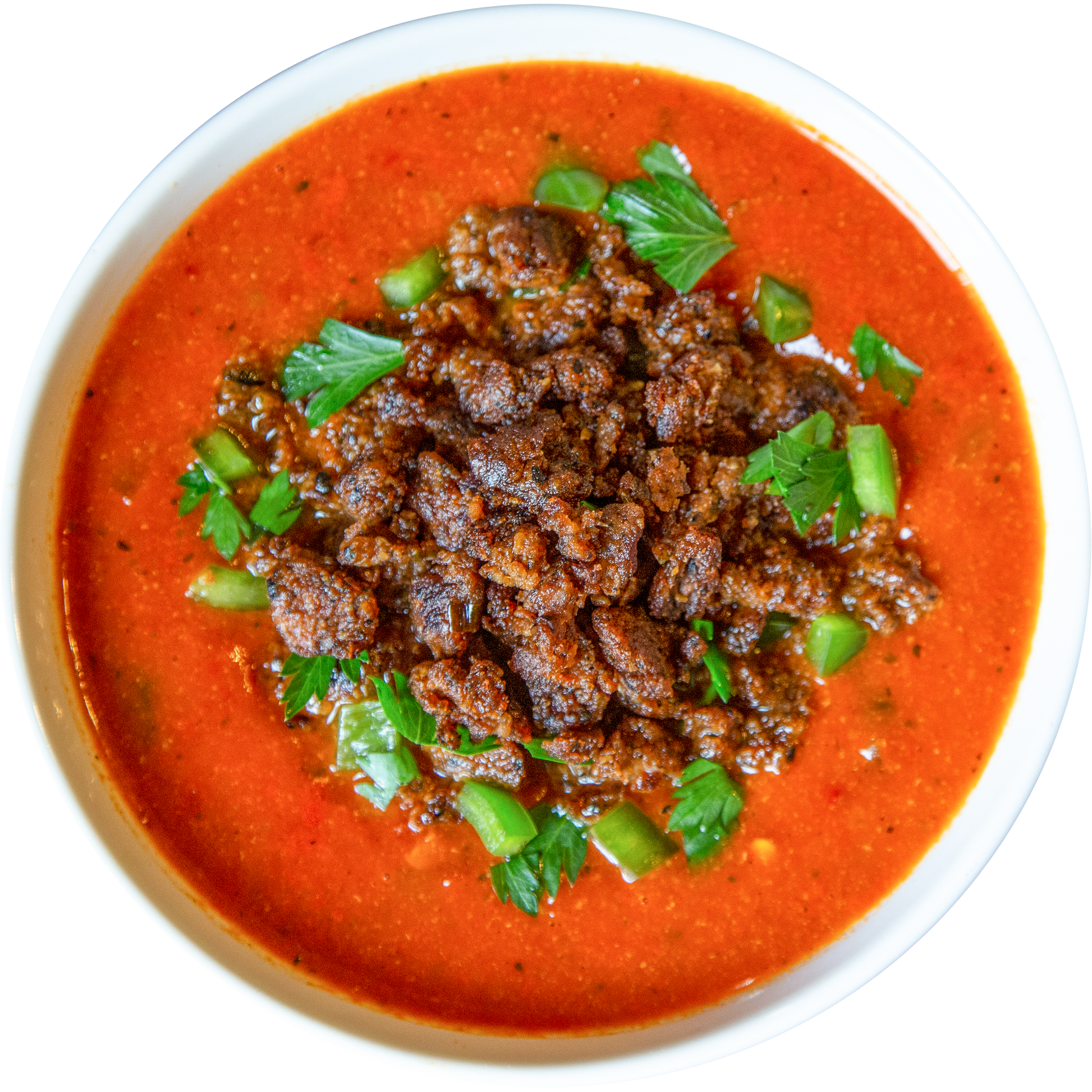 Vegan Sausage Red Pepper Soup in Des Moines, Iowa